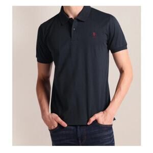U.S. Polo Assn. Men's Black Cotton Relaxed Fit Ultimate Pique Polo Shirt Size L